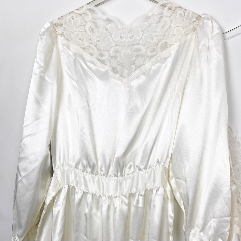 2pc Morgan Taylor Vintage Silky Satin Robe+Gown Set Maxi Small NWT - Picture 6 of 9